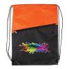 Two-Tone Poly Drawstring Backpack with Zipper