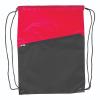 Two-Tone Poly Drawstring Backpack with Zipper